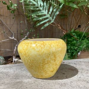 Small Vintage Ceramic Yellow Decorative Pot